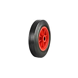 Black wire Rubber Tyred Wheels With Red Polypropylene Centres